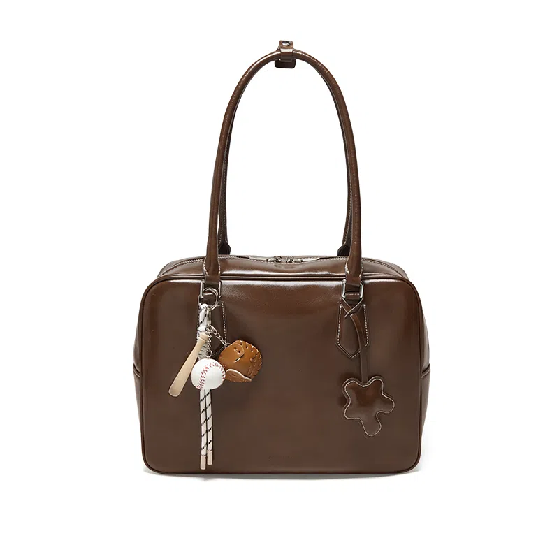 纳兰杜 时尚百搭复古高级 合成革 单肩包 常规 女款 咖色