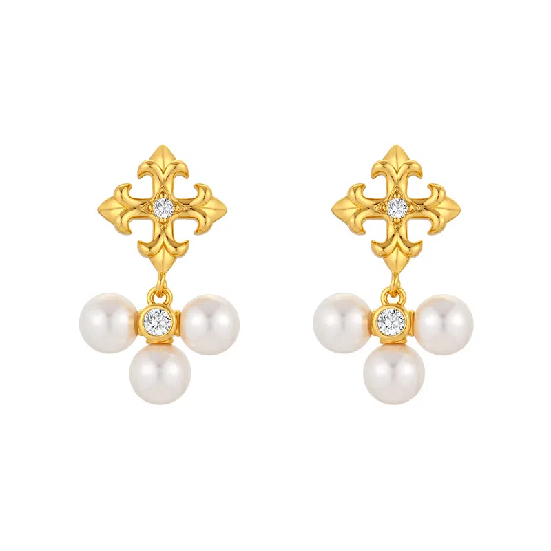 一撇一捺 权杖之泪系列泪雨 合金 耳环 女款 金色