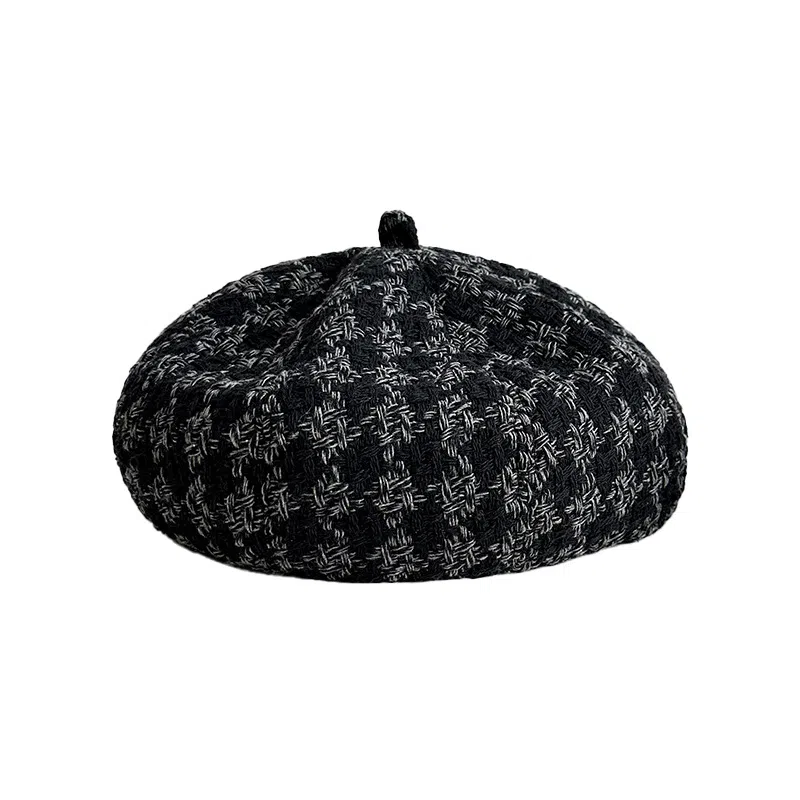 祎步康 时尚英伦针织格子 棉涤 贝雷帽 女款