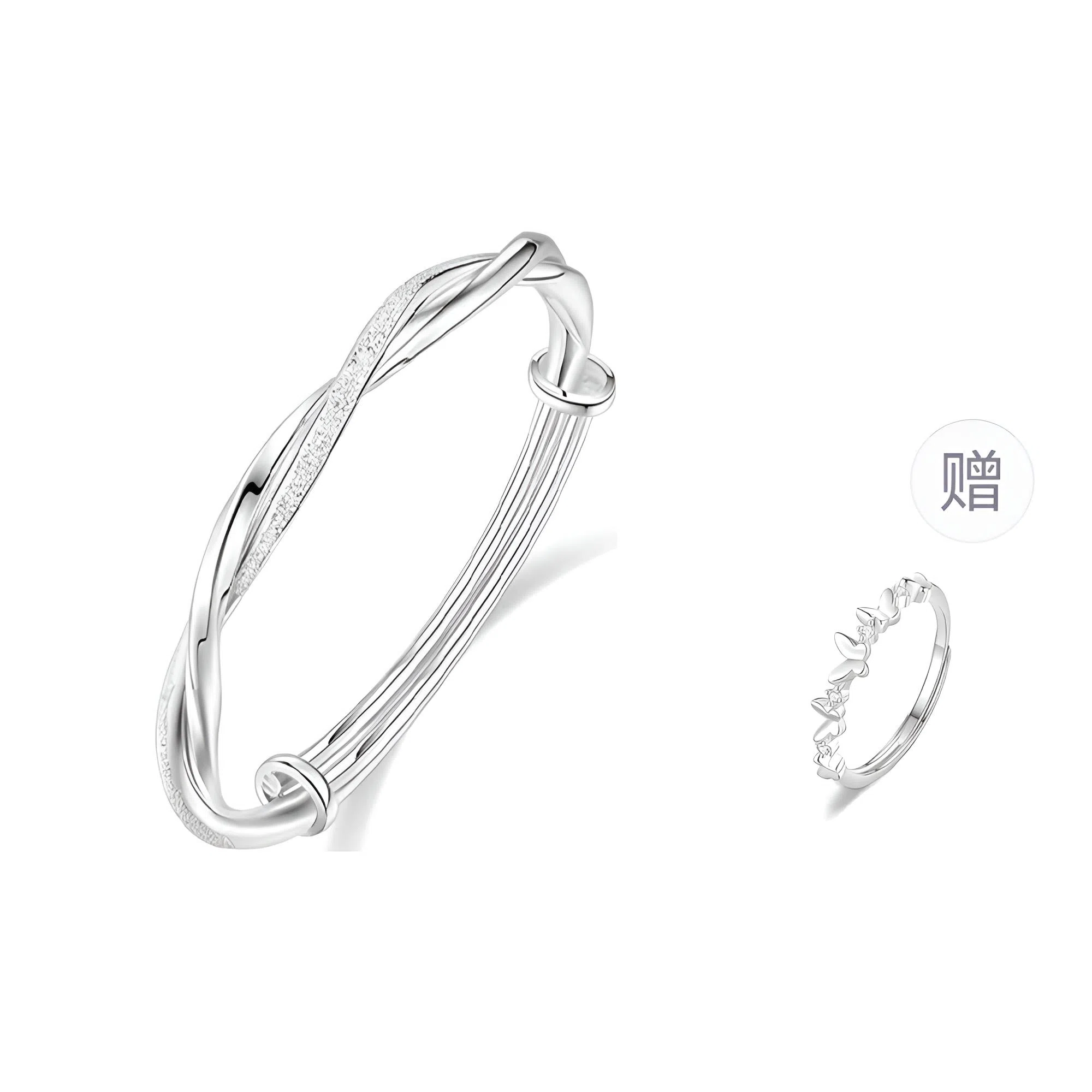 【莫比乌斯环】 冰心雨 爱意交织浪漫寓意 实心推拉可调节 女性轻奢简约时尚高级感日常百搭优雅气质 合金 手镯 女款