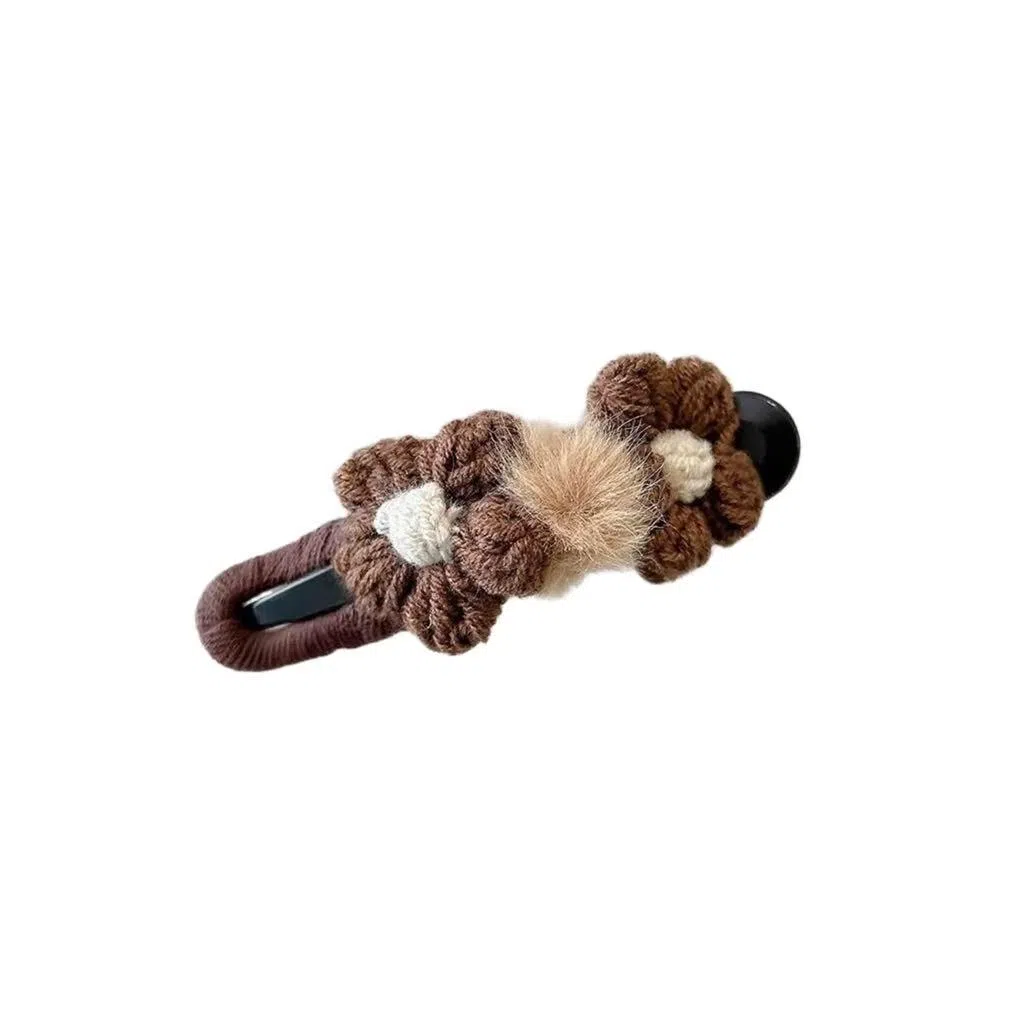 希铃 秋冬针织双花大号高级感抓夹 毛线 发夹 女款