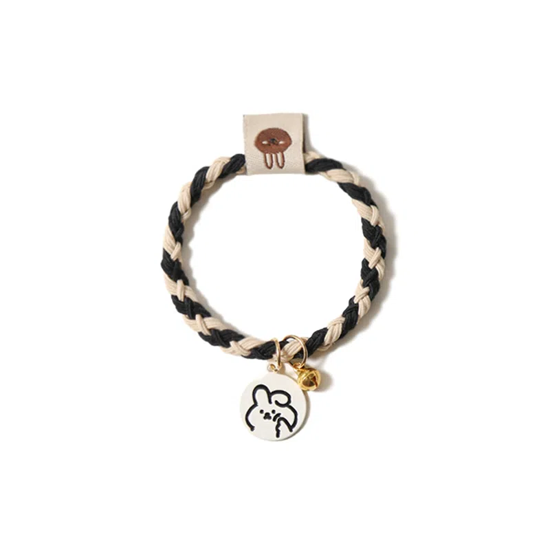 【卡通小兔铃铛吊牌】 攸委 手工编织可爱头绳甜美少女心学生网红森系发绳 锦纶 扎马尾丸子头发圈两用带手小皮筋男朋友 男女同款情侣款