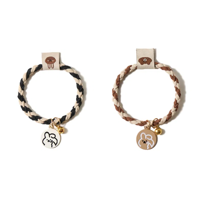 【卡通小兔铃铛吊牌】 攸委 手工编织可爱头绳甜美少女心学生网红森系发绳 锦纶 扎马尾丸子头发圈两用带手小皮筋男朋友 男女同款情侣款