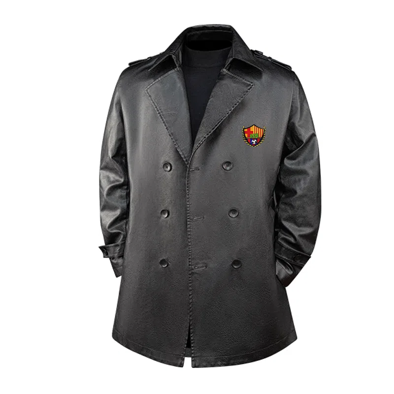 巴塞罗那足球俱乐部 美式高级痞帅胸针可拆卸英伦风宽松质感时尚百搭休闲皮衣 男女同款