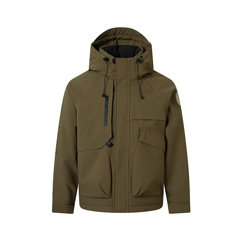 鸭鸭 纯色短款拉链长袖羽绒服 男女同款