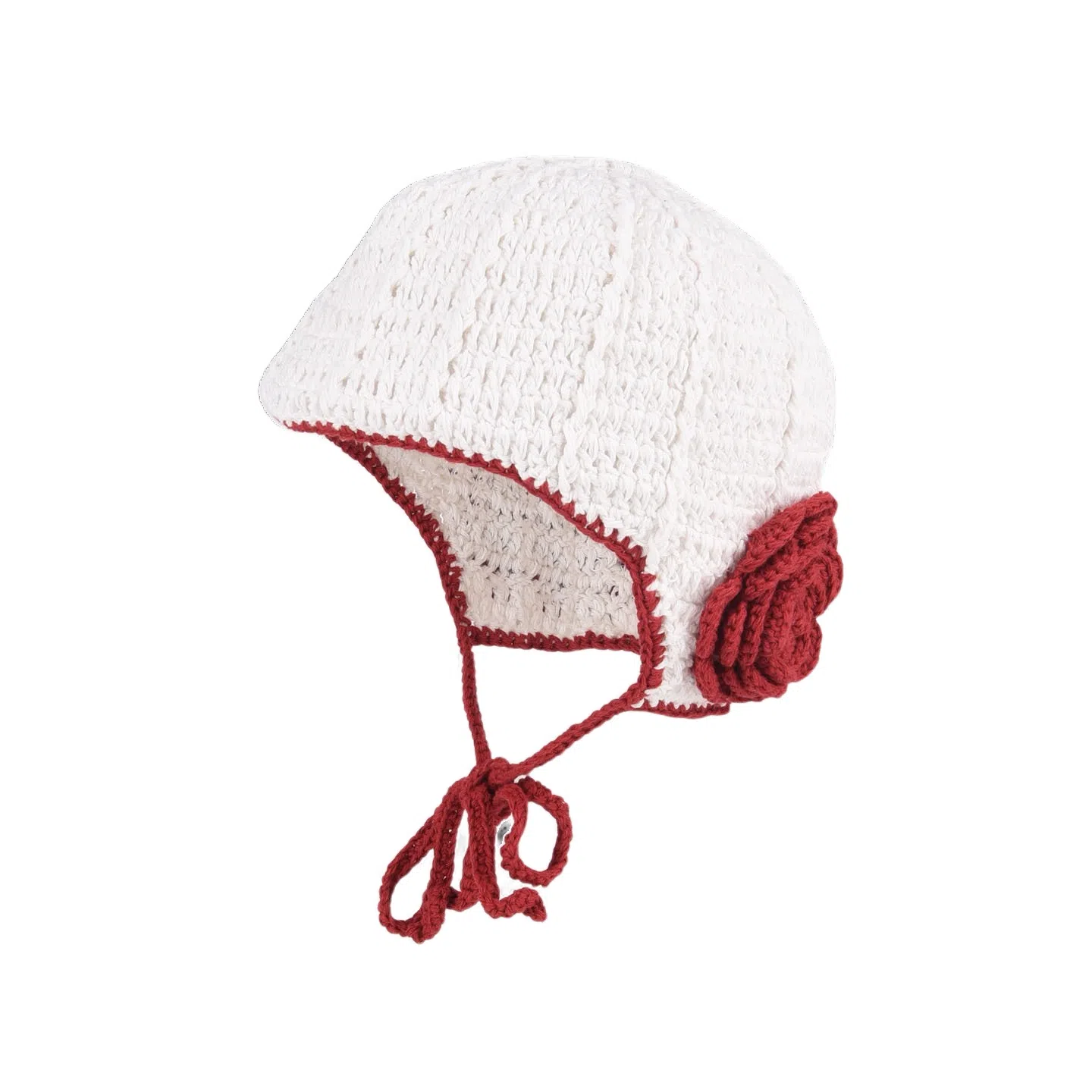 氧气樱桃 韩系手工复古针织编织花朵保暖护耳包头钩针氛围感自拍神器 涤纶 绒线帽 男女同款情侣款