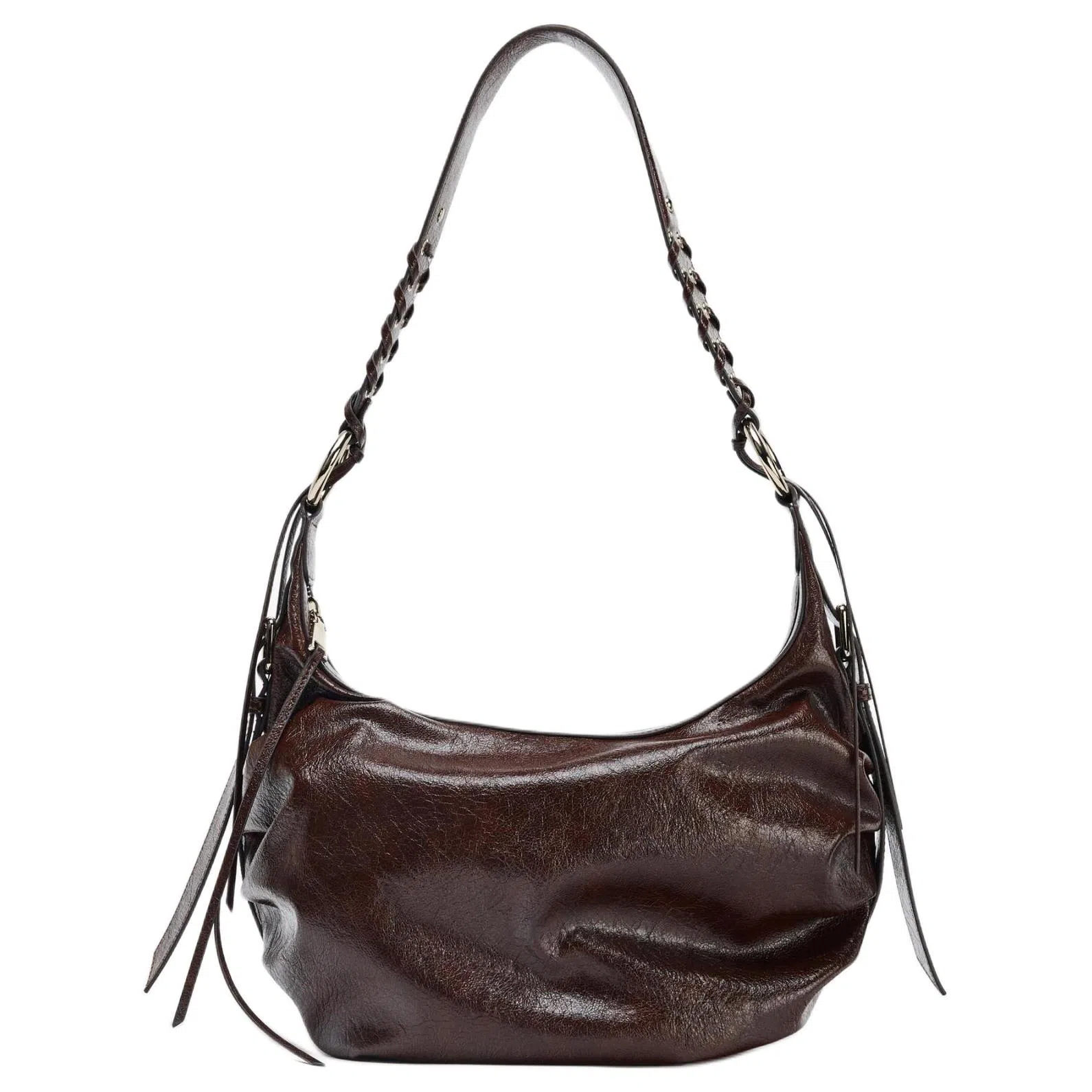 ZARA Fringed Burgundy Shoulder Bag