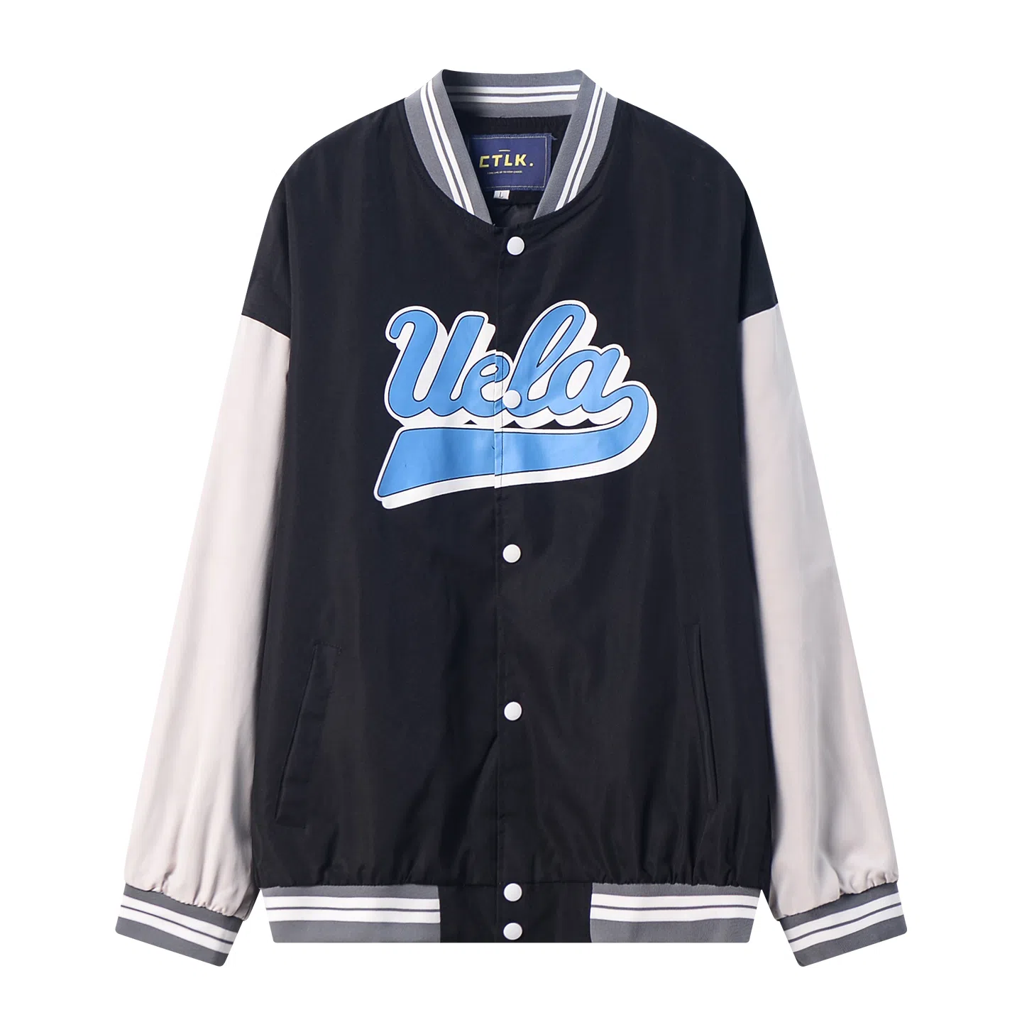 乱步 美式拼色港风运动宽松学生韩版夹克外套 男女同款