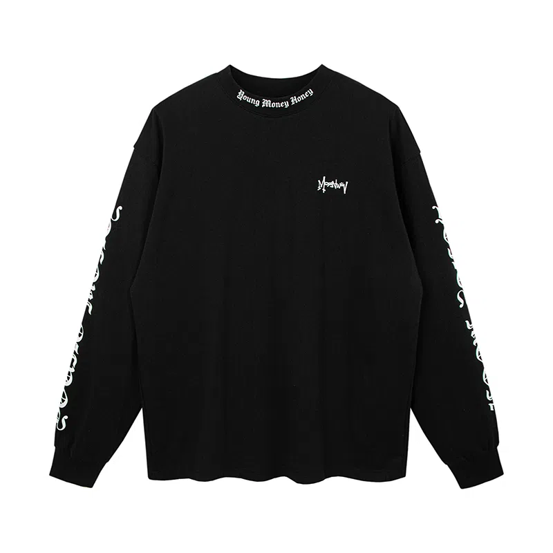 MOONWAV Gothic Letter Print Long Sleeve T-Shirt