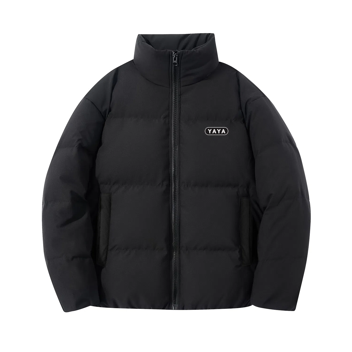 鸭鸭 经典暖冬系列 简约字母厚板设计感青少年基础款立领拉链纯色套头日常休闲旅游学生党好物 防寒保暖显瘦百搭羽绒服 男女同款