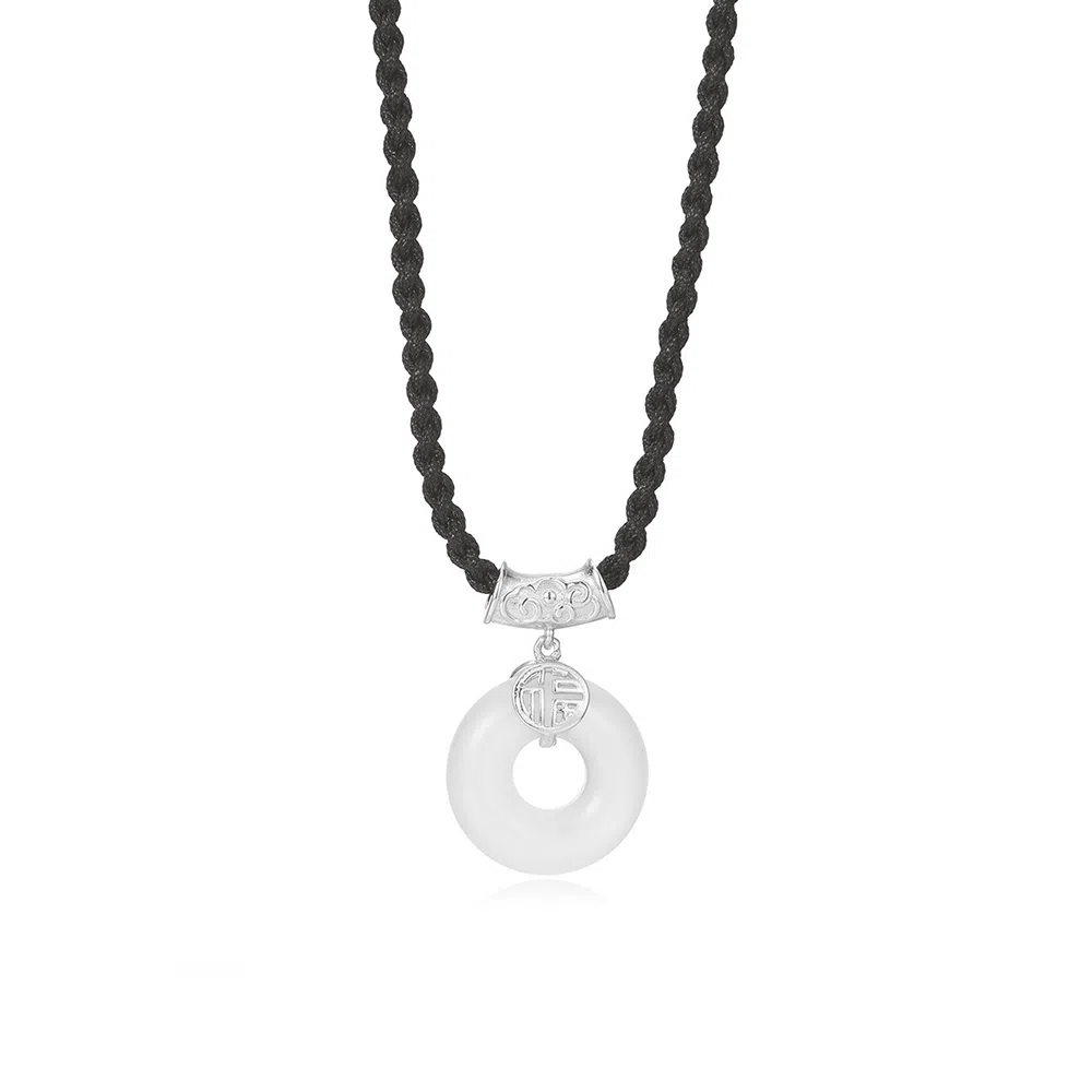 【S999足银纯银 福气满满】 七七银饰 福运平安扣 平安喜乐新中式本命年 转运国潮古风约会惊喜 小众轻奢百搭 精致闪燿优雅  玉髓 项链 女款