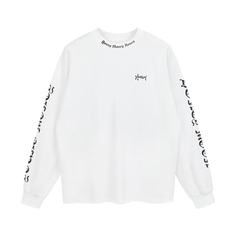 MOONWAV Gothic Letter Print Long Sleeve T-Shirt