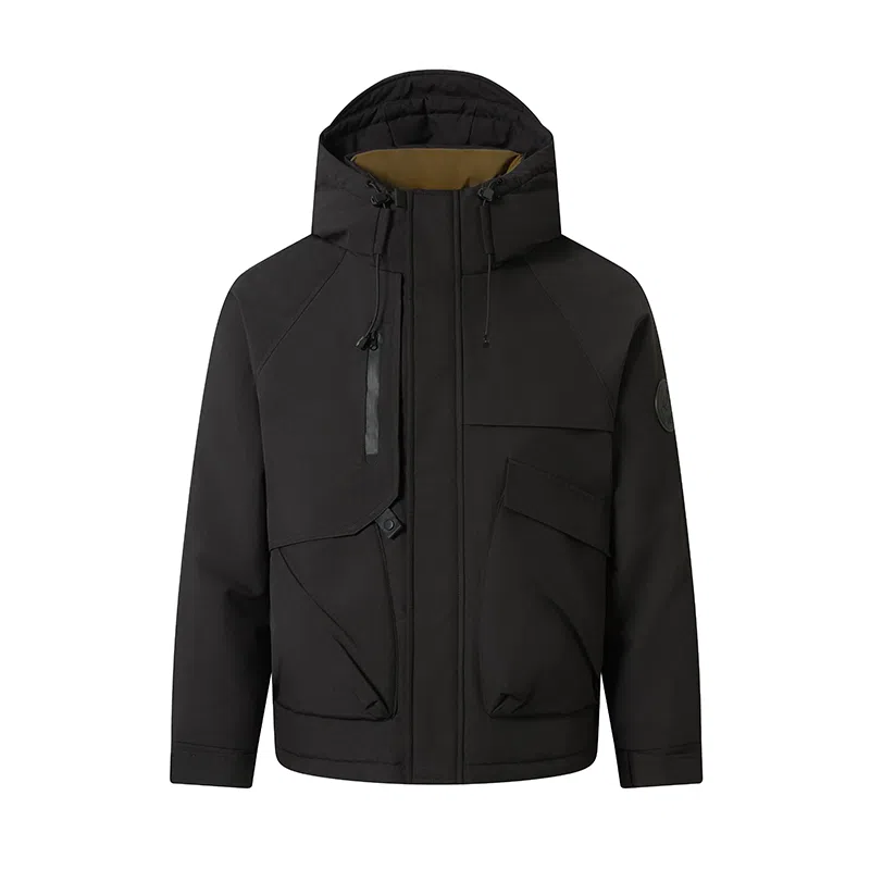 鸭鸭 纯色短款拉链长袖羽绒服 男女同款