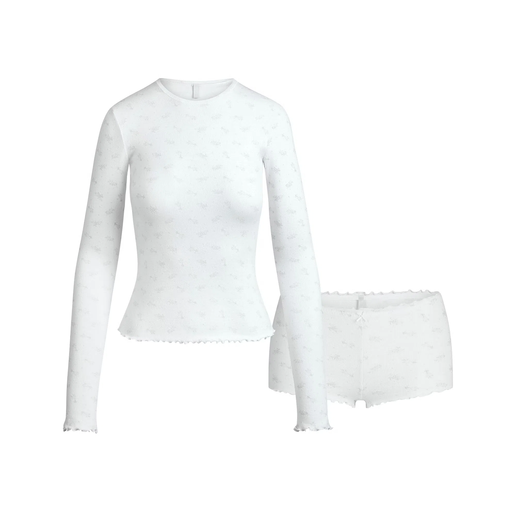 SKIMS FW25 LOGO POINTELLE LONG SLEEVE SET