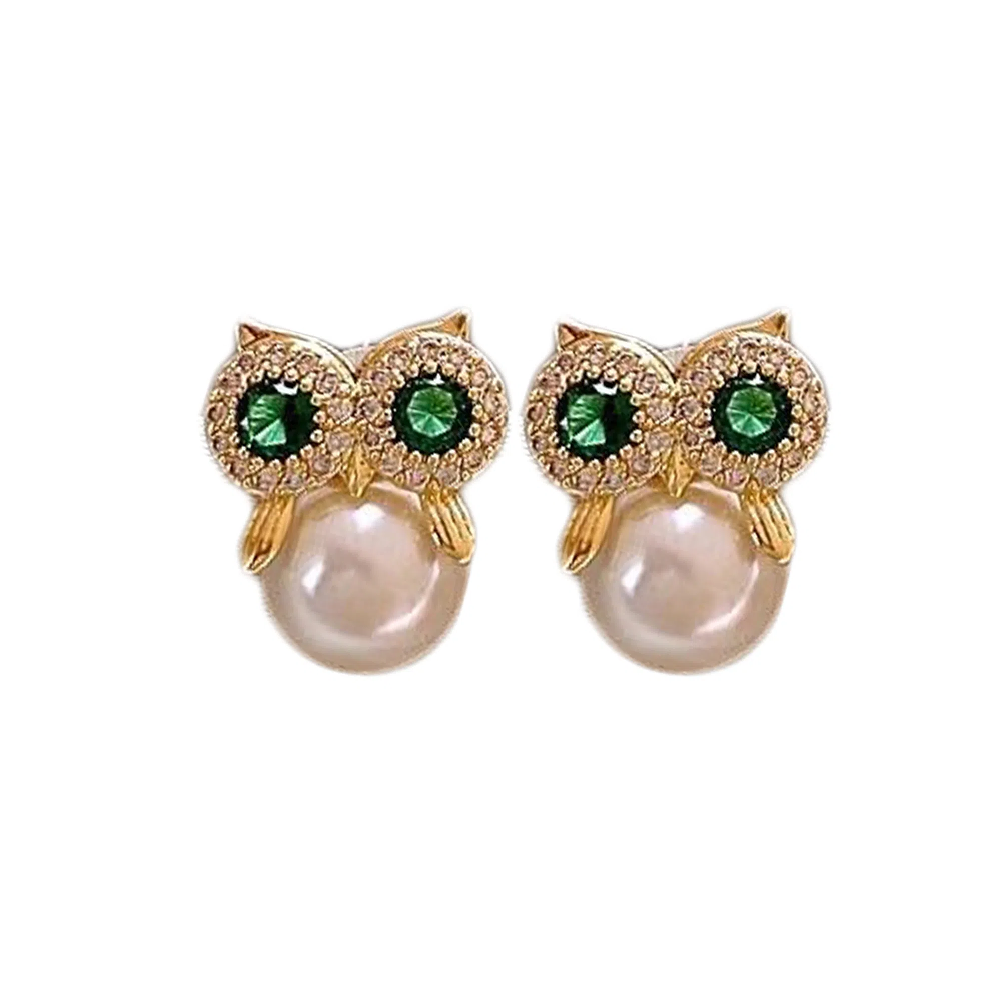 澜耀 独特猫头鹰珍珠 小众设计高级感耳饰 合金 耳环 女款