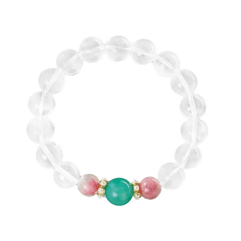 千叶珠宝 朱颜碧色 简约百搭设计款手链手饰#好运天然 白水晶 手串 女款