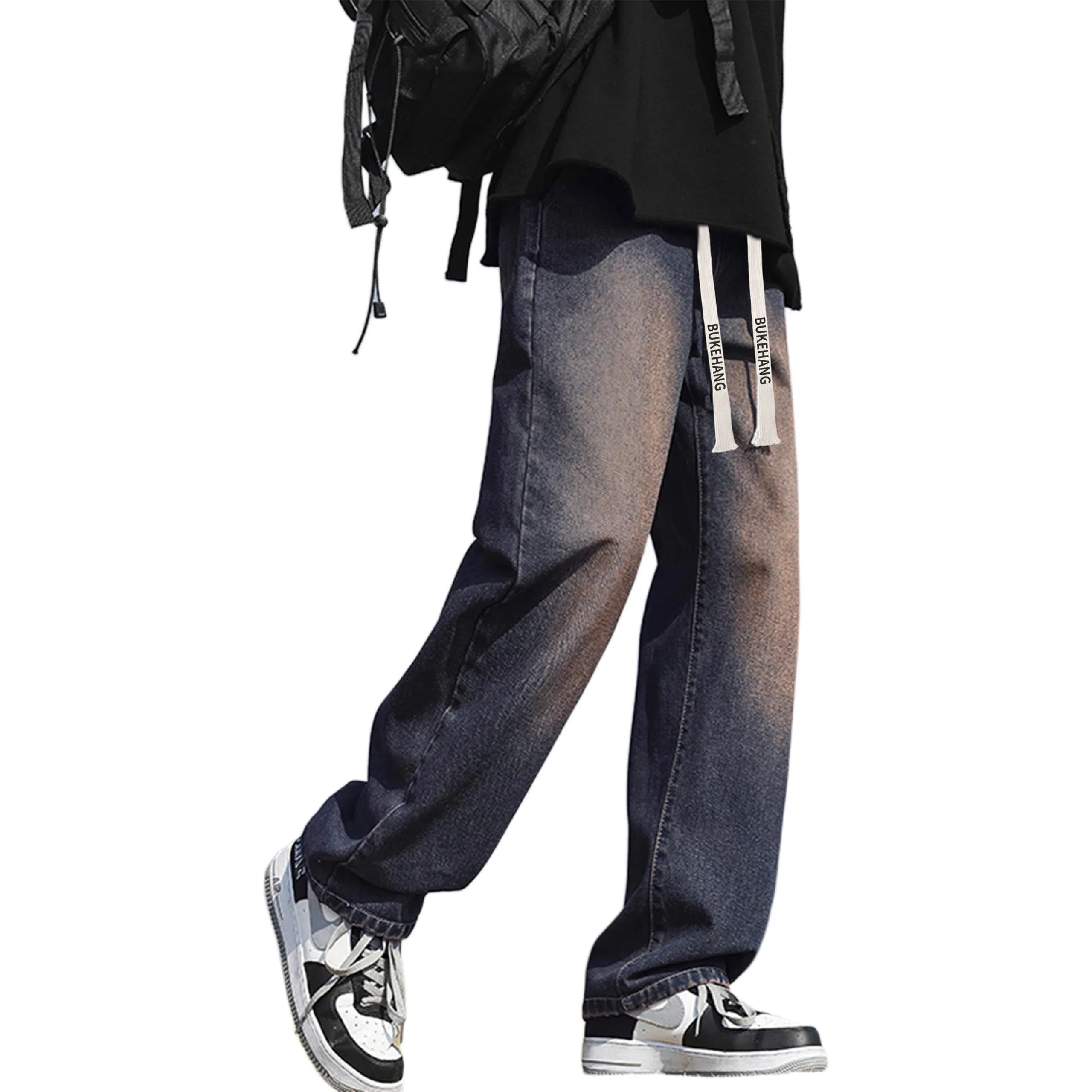 【显高显瘦弯刀裤】布客行 美式高街复古水洗渐变基础款简约宽松舒适柔软薄款百搭休闲垂感直筒牛仔裤 男女同款