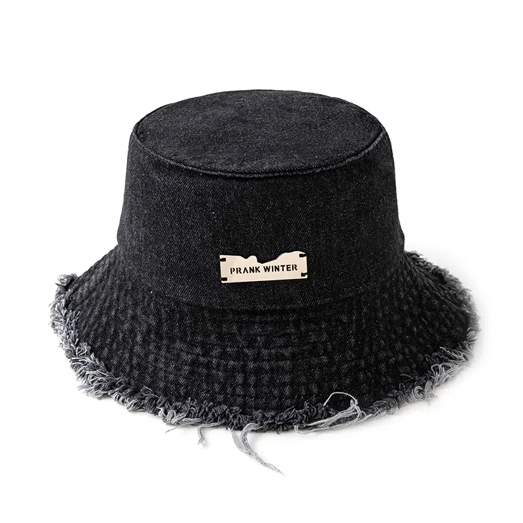 心水好物 复古水洗牛仔做旧字母金属标时尚潮流大头围显脸小防晒 棉  渔夫帽 男女同款情侣款