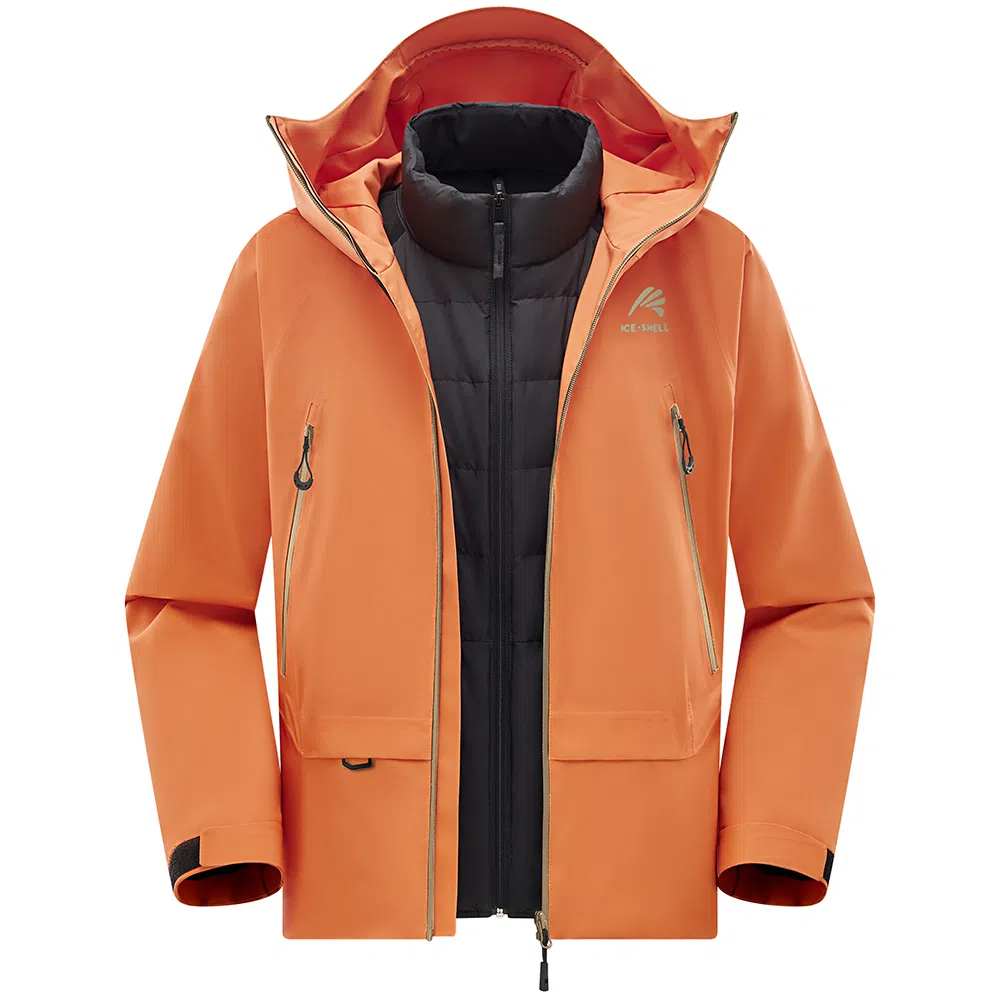 鸭鸭  冰壳系列 山系户外工装三合一四季外套时尚百搭宽松休闲连帽  耐磨透气防水防风防雨冲锋衣 男女同款