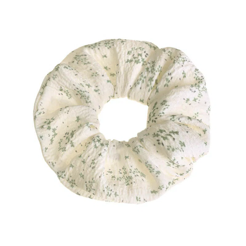 零界 绿色碎花大肠清新蝴蝶结织带发绳氛围感头饰#好运 聚酯纤维 发圈 男女同款情侣款