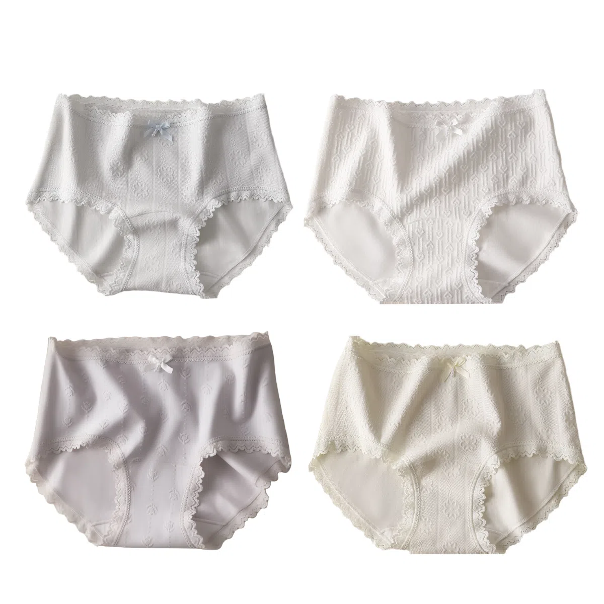 兰缪 纯棉抑菌无侧缝运动更舒适轻柔浪漫提花随意拉伸高回弹力蕾丝边马克龙色系学生韩式潮流内裤 女款
