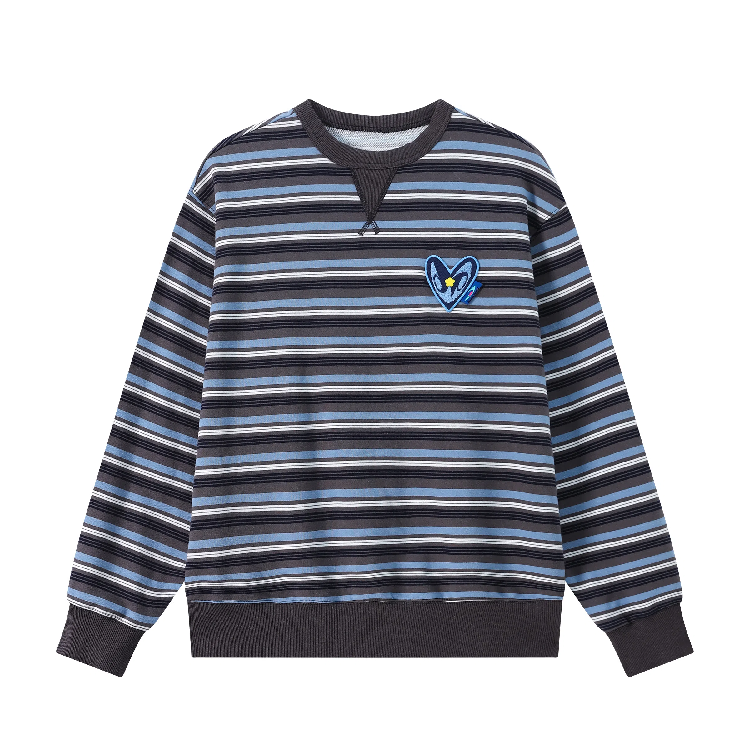 Mr. Jiangnan Park Elopement Striped Heart Embroidered Sweatshirt