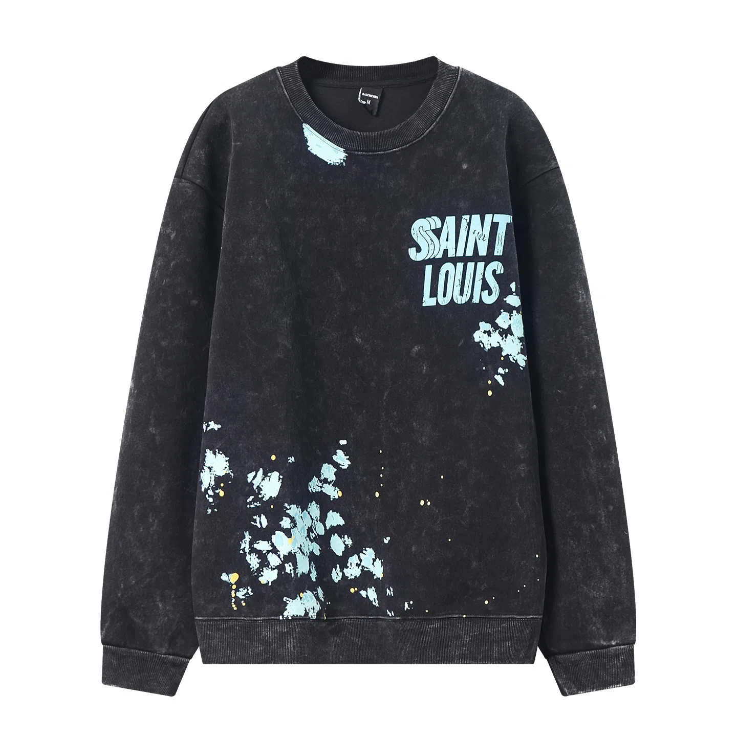 乱步 美式字母重磅圆领水洗做旧高街潮牌百搭卫衣 男女同款