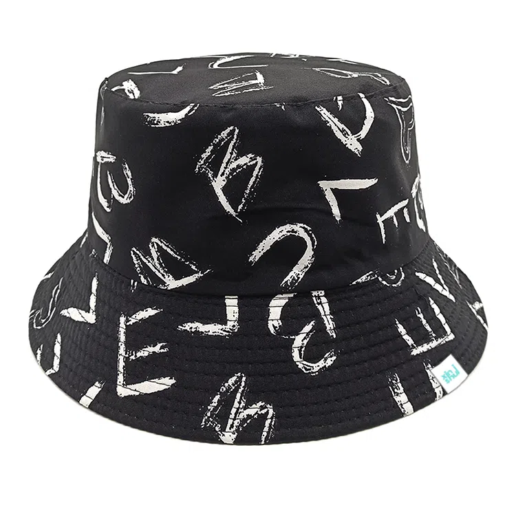 心水好物 字母印花涂鸦潮人小众设计轻奢感高顶显脸小街头潮流 棉  渔夫帽 男女同款情侣款
