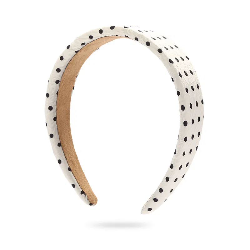 如花梦 复古风 黑白小圆点高颅顶不勒发高级感压发发带 布艺 发箍 女款