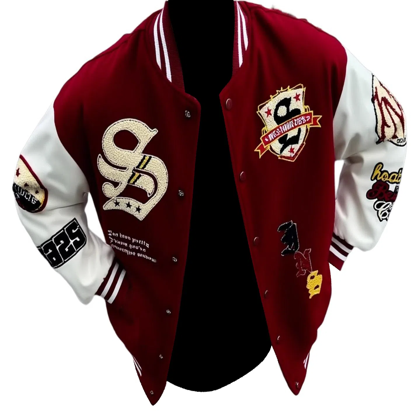 JIMI&JONS Embroidered Badge Baseball Jacket