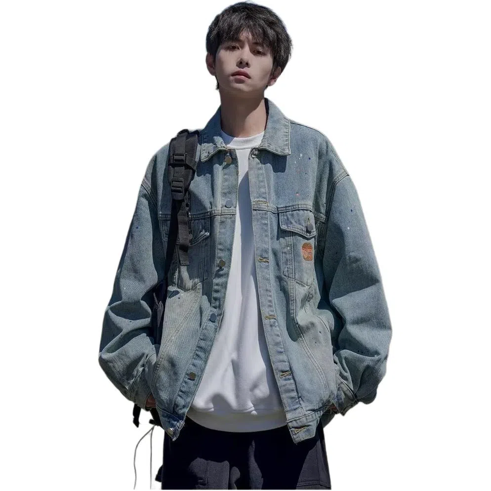 SINKACME 2025 Spring Autumn Badge Denim Jacket