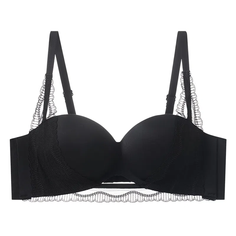 二三二三 日系甜美蕾丝网纱花边内衣亲肤柔软透气舒适防下垂不闷汗收副乳高级感胸罩纯欲性感时尚百搭无钢圈可调节肩带文胸  女款