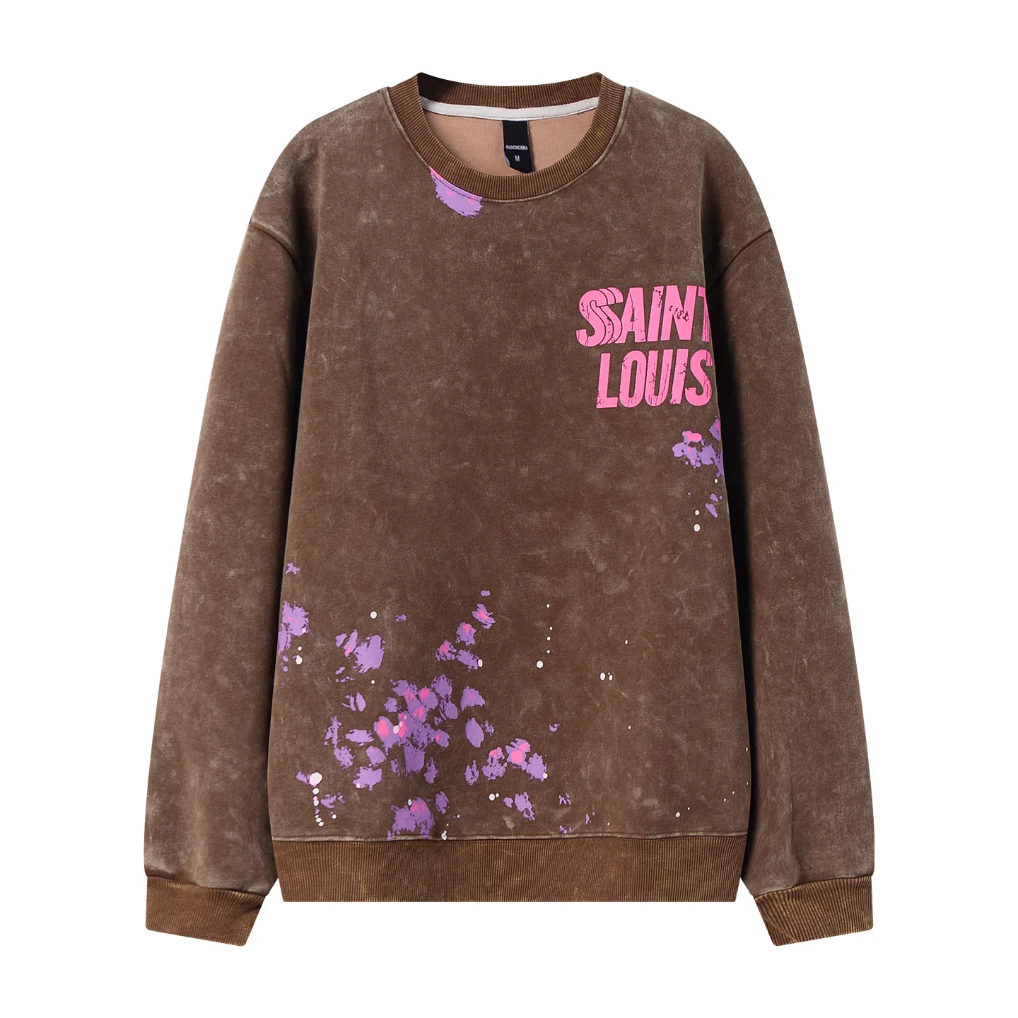 乱步 美式字母重磅圆领水洗做旧高街潮牌百搭卫衣 男女同款