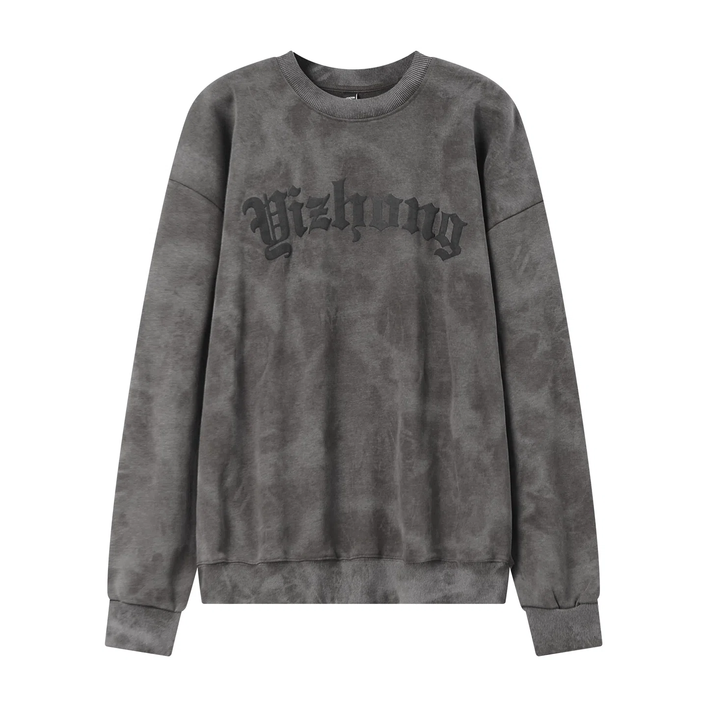 乱步 美式街头水洗做旧渐变字母刺绣圆领潮牌嘻哈宽松套头上衣卫衣 男女同款