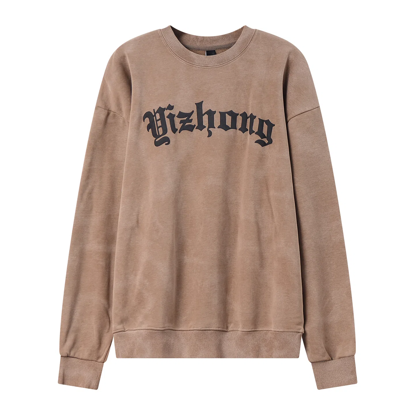 乱步 美式街头水洗做旧渐变字母刺绣圆领潮牌嘻哈宽松套头上衣卫衣 男女同款