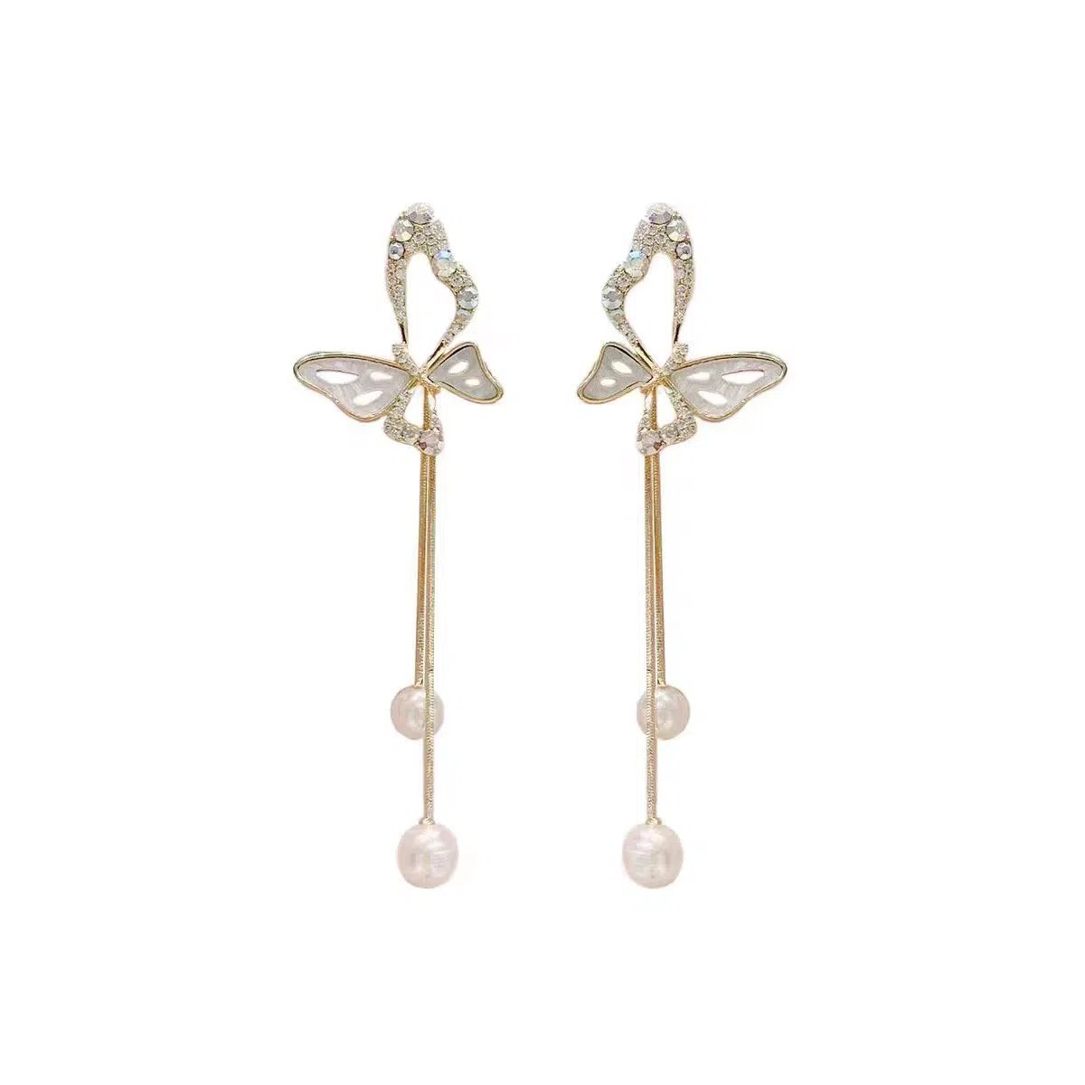 澜耀 气质百搭蝴蝶长款流苏两戴耳坠 小众设计高级感耳饰#好运 合金 耳环 女款