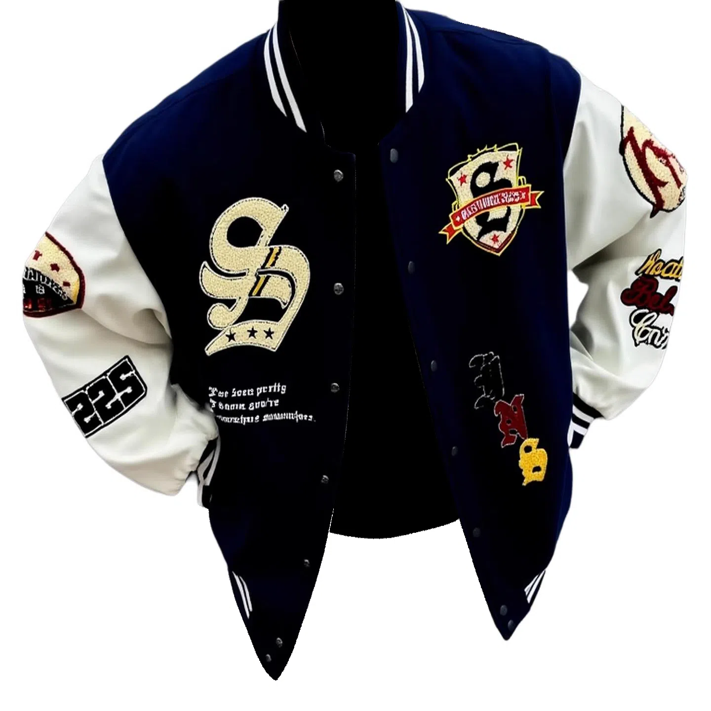 JIMI&JONS Embroidered Badge Baseball Jacket