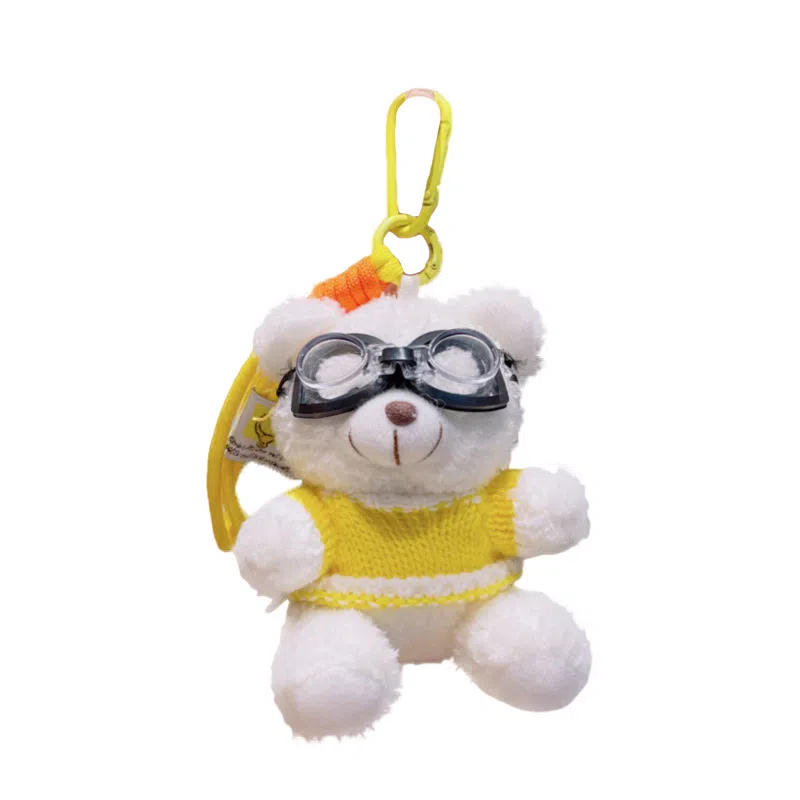 祎步康 卡通潮酷眼镜小熊钥匙链书包可爱包包公仔挂饰 毛绒 挂件 男女同款情侣款