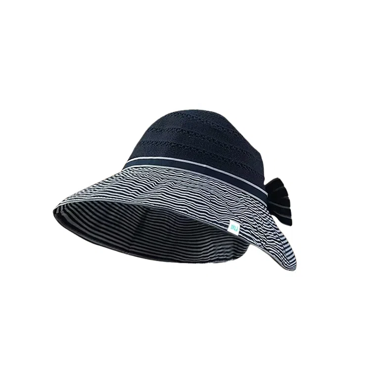 心水好物 夏季条纹空顶大檐蝴蝶结透气太阳帽徒步海滩度假休闲高颜值#好运 聚酯纤维  渔夫帽 女款