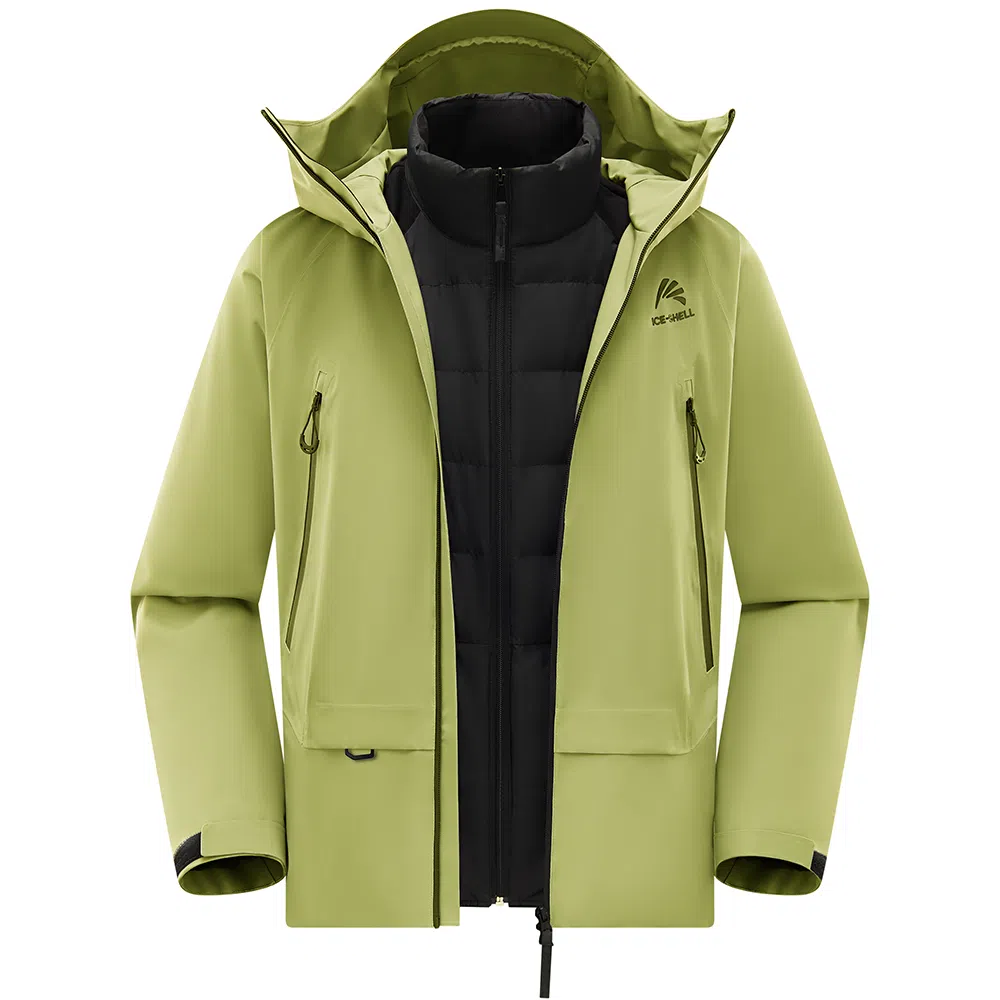 鸭鸭  冰壳系列 山系户外工装三合一四季外套时尚百搭宽松休闲连帽  耐磨透气防水防风防雨冲锋衣 男女同款