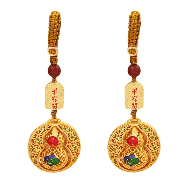 千桐 葫芦平安符新中式复古国风圆形平安行李箱书背包挂饰好运 合金 挂件 男女同款情侣款