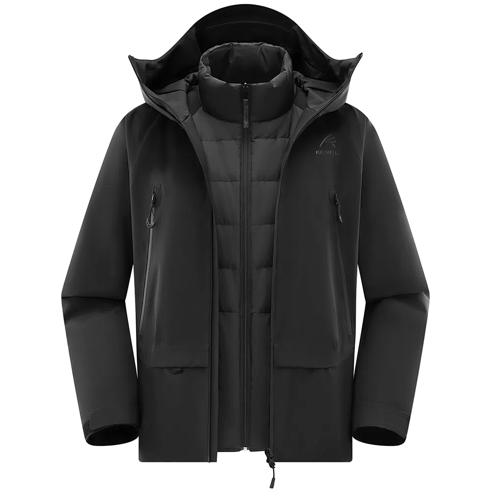 鸭鸭  冰壳系列 山系户外工装三合一四季外套时尚百搭宽松休闲连帽  耐磨透气防水防风防雨冲锋衣 男女同款