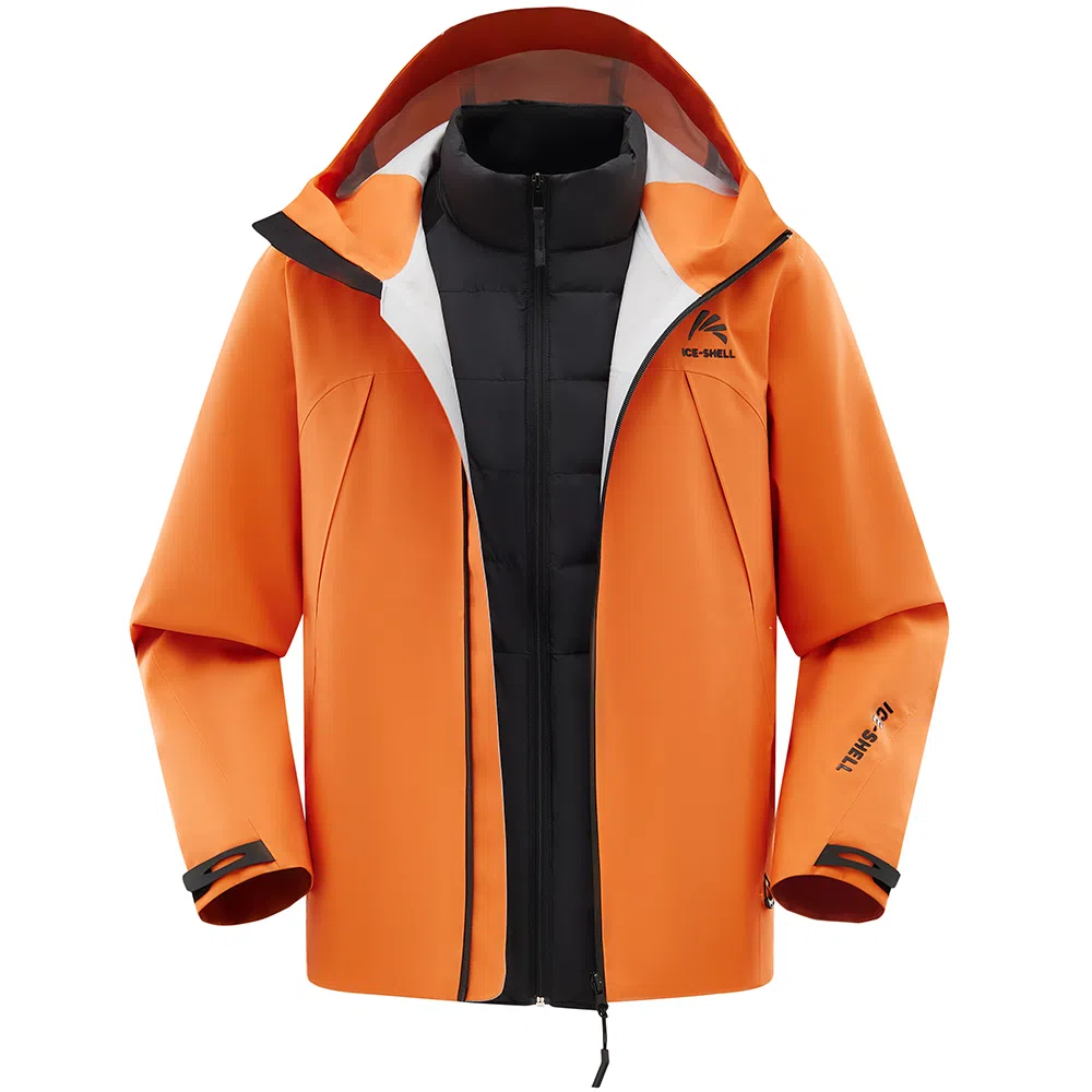 鸭鸭  冰壳系列 纯色户外三合一四季外套时尚百搭连帽夹克  防水防风透气耐磨保暖防雨冲锋衣 男女同款