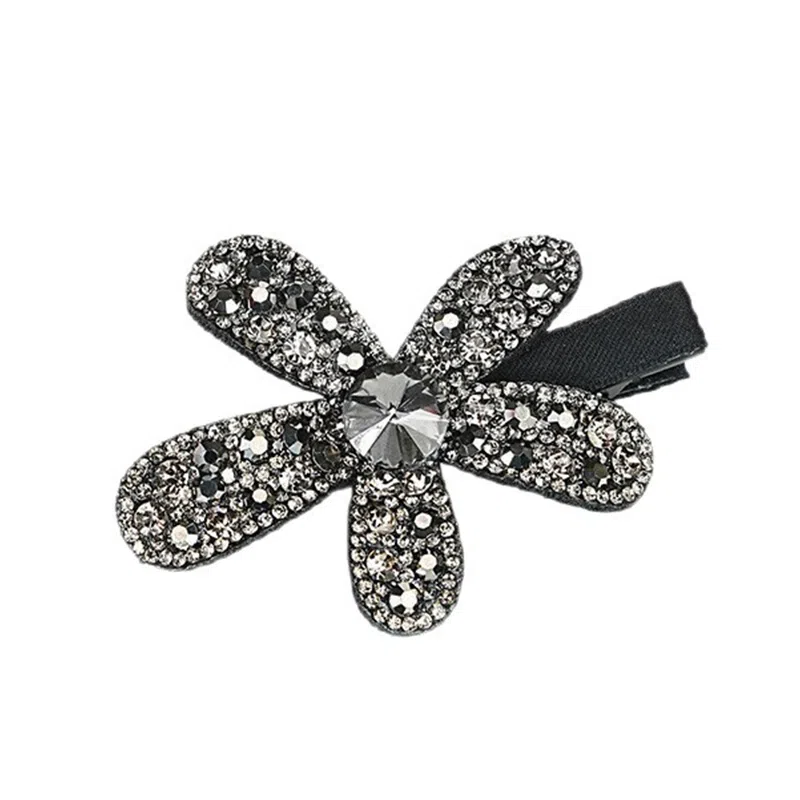 零界 六公分水钻满钻花朵鸭嘴韩版轻奢百搭时尚刘海#好运 塑料 树脂 发夹 女款