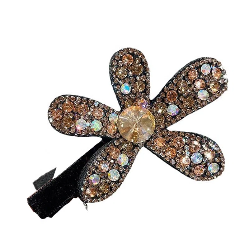 千桐 花朵丝绒鸭嘴夹韩版轻奢百搭时尚刘海#好运 塑料 发夹 女款