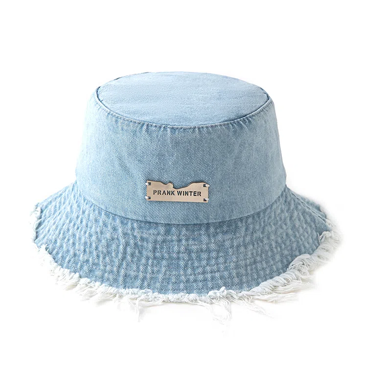 心水好物 复古水洗牛仔做旧字母金属标时尚潮流大头围显脸小防晒 棉  渔夫帽 男女同款情侣款