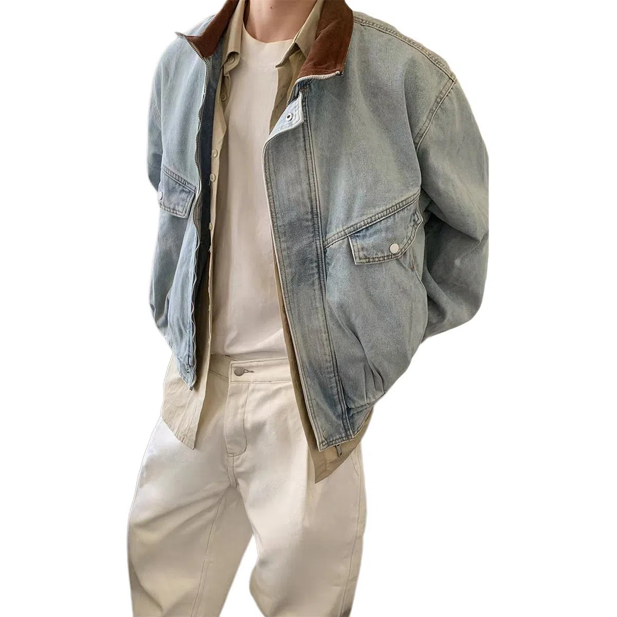 TUCANO Washed Colorblock Denim Jacket