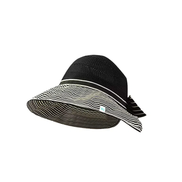 心水好物 夏季条纹空顶大檐蝴蝶结透气太阳帽徒步海滩度假休闲高颜值#好运 聚酯纤维  渔夫帽 女款