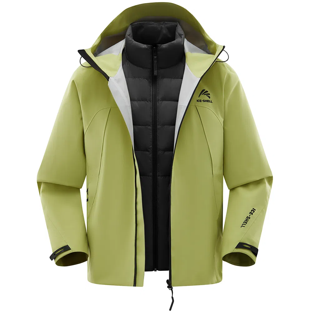 鸭鸭  冰壳系列 纯色户外三合一四季外套时尚百搭连帽夹克  防水防风透气耐磨保暖防雨冲锋衣 男女同款