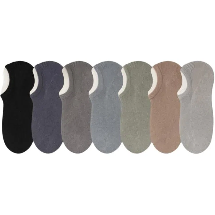 妮轻 防滑纯色简约短袜 男款